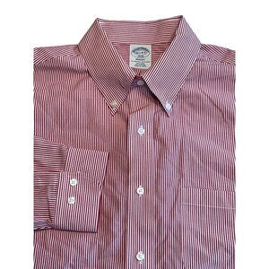 Brooks Brothers 1818 Regent 16.5- 4/5 Button-Down Collar Red & White Striped Dre
